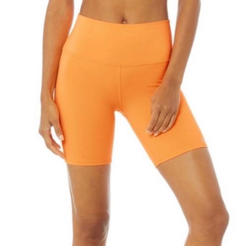 Alo Yoga High-Waist Airbrush Biker Short Orange XS